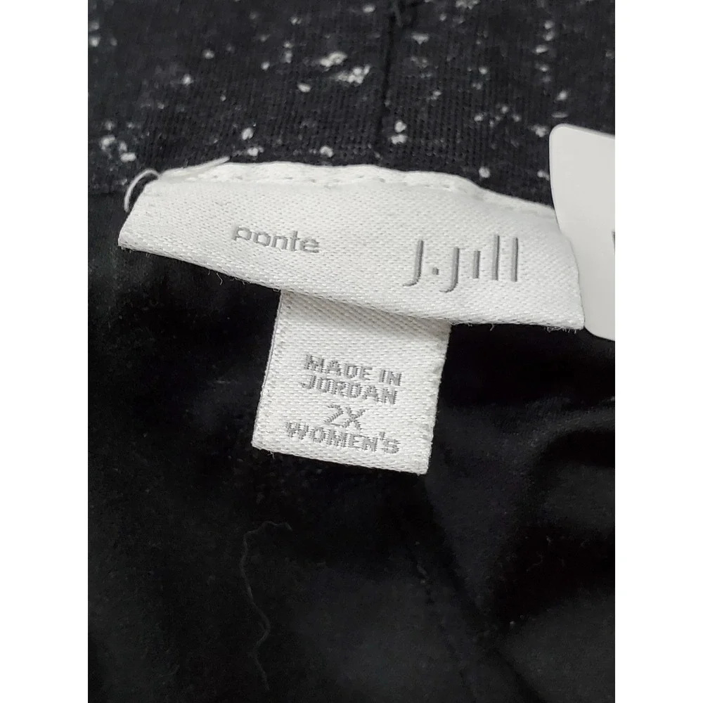 J. Jill Women Skirt 2X Black Nylon Polyester Space Dot Ponte Slit